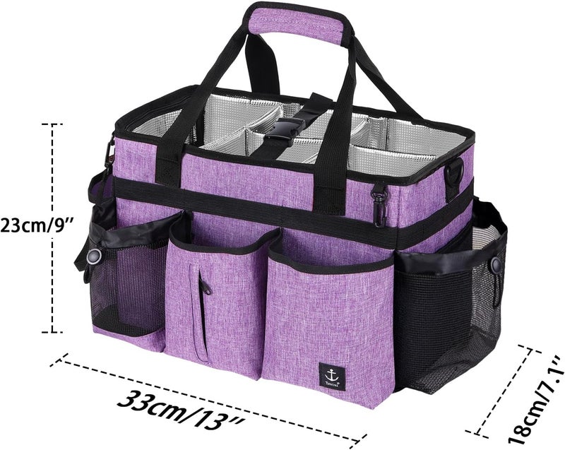 Timoxi Large Cleaning Caddy Bag Built-in Sturdy Support Board, Cleaning Organizer with Detachable Divider, Cleaning Supply Tote with Adjustable Shoulder Strap&Waist Belt for Cleaners & Housekeeper - Image 2